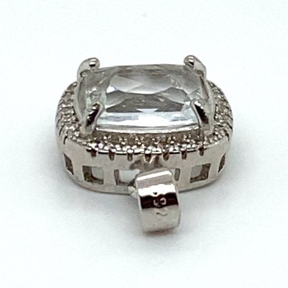 Aquamarine 1.80ct White Gold Finish Solid 925 Sterling Silver Pendant - Picture 7 of 7